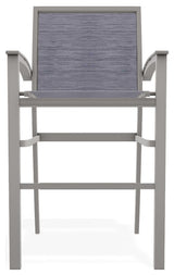 Bazza Sling Bar Height Stackable Outdoor Stool, Brooks/Warm Gray