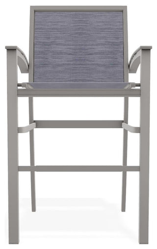 Bazza Sling Bar Height Stackable Outdoor Stool, Brooks/Warm Gray