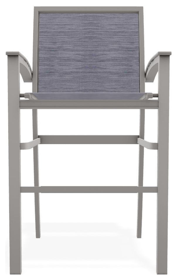 Bazza Sling Bar Height Stackable Outdoor Stool, Brooks/Warm Gray