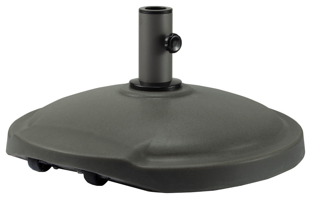 22" Poly Resin Umbrella Stand With Wheels, 50 lb, Starring Gray
