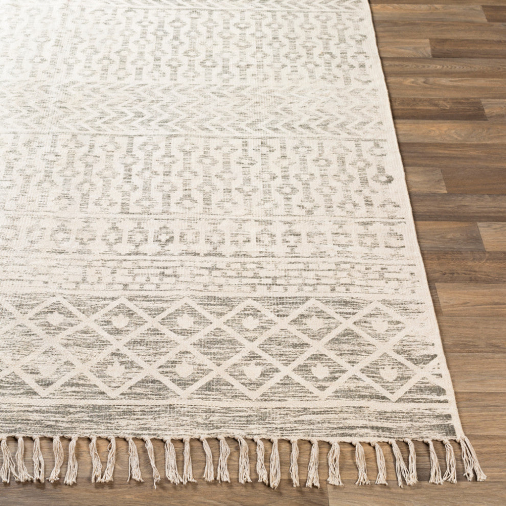 Surya July JUY-2302 Bohemian Area Rug, Charcoal, 9' x 12' Rectangle