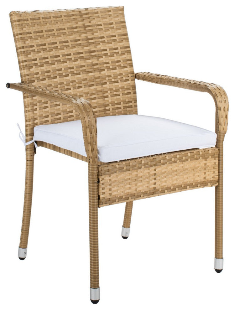 Safavieh Outdoor Laban Bistro Set Natural/White Cushion