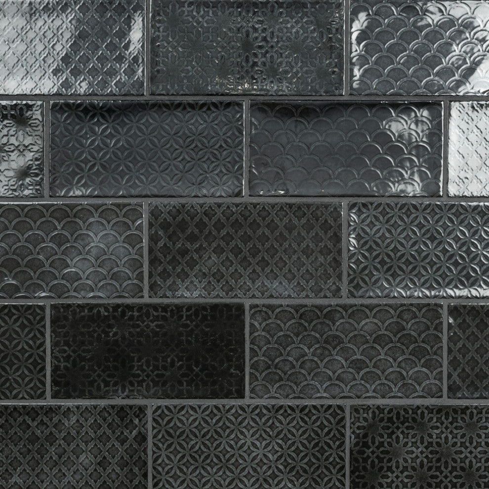 Camden Decor Ceramic Subway Wall Tile, Black