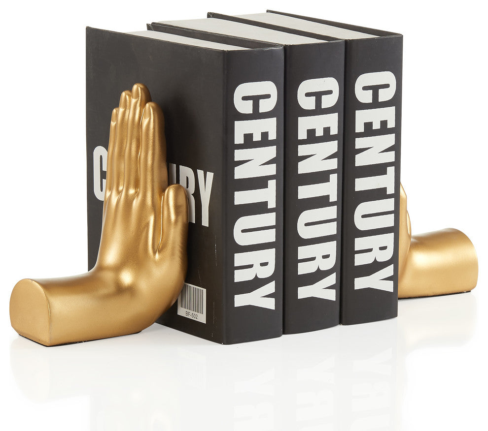 Danya B 2-Piece "Hands" Bookend Set, Gold