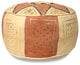 Golden Fez Stuffed Pouf, Dark Pink, Round Shape
