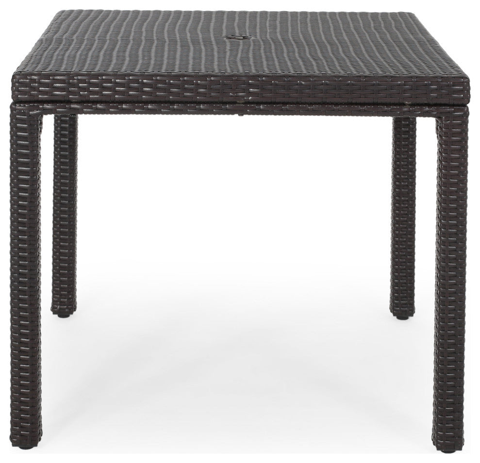 GDF Studio Edene Outdoor Multibrown Wicker Square Dining Table