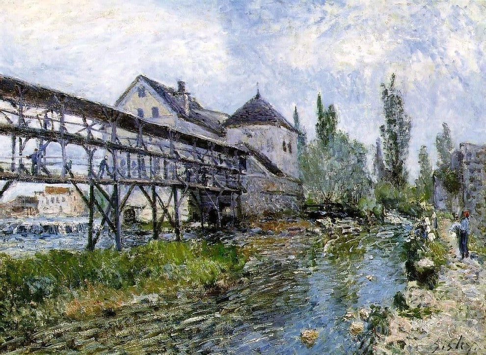 Alfred Sisley Provencher's Mill at Moret, 21"x28" Wall Decal