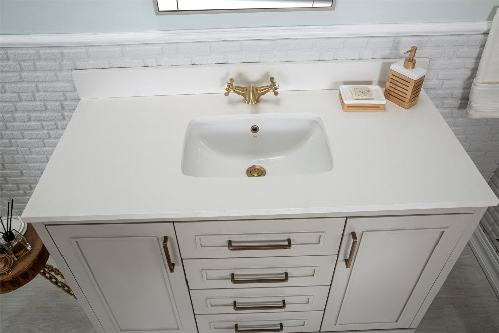 Albia Collection 48" Bathroom Vanity With Sink, Mirror, Countertop, Gray