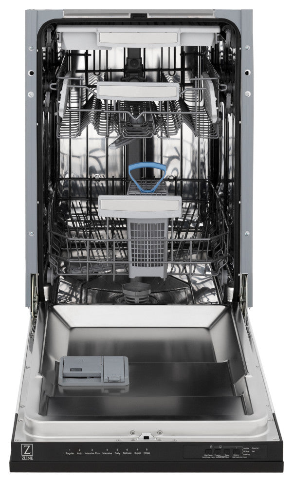 ZLINE 18" Tall Tub Dishwasher, Black Matte With Stainless Steel Tub DWV-BLM-18