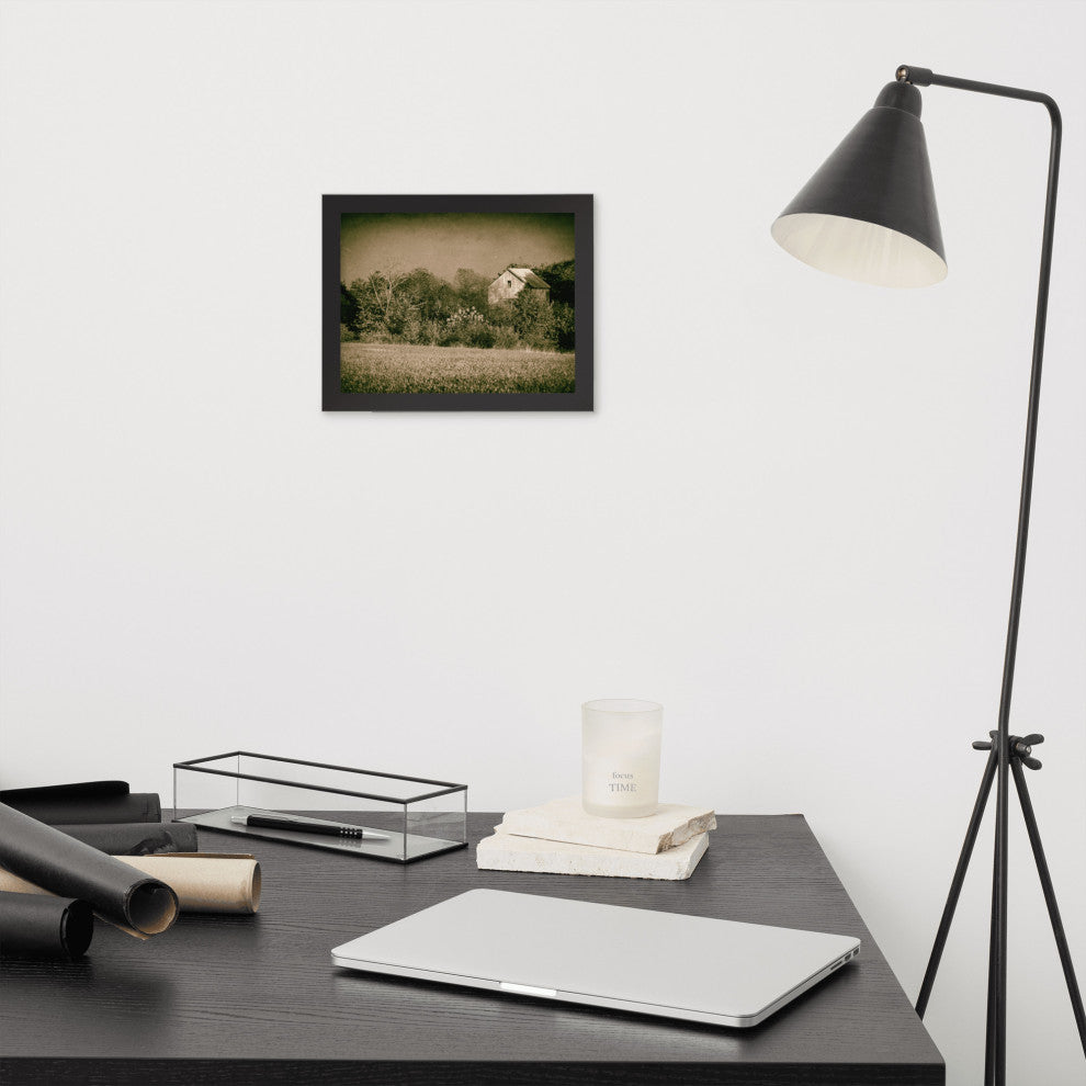 Abandoned Barn In The Trees Vintage Framed Photo Paper Wall Art Prints, Black, 8" X 10"