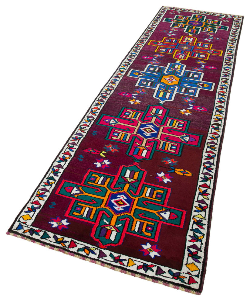 Rug N Carpet - Handmade Oriental 2' 11" x 10' 11" Tribal Runner Rug