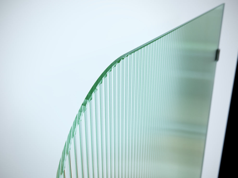 40"x78" Frameless Shower Door, Single Fixed Panel Fluted Radius, Matte Black, 40" Right