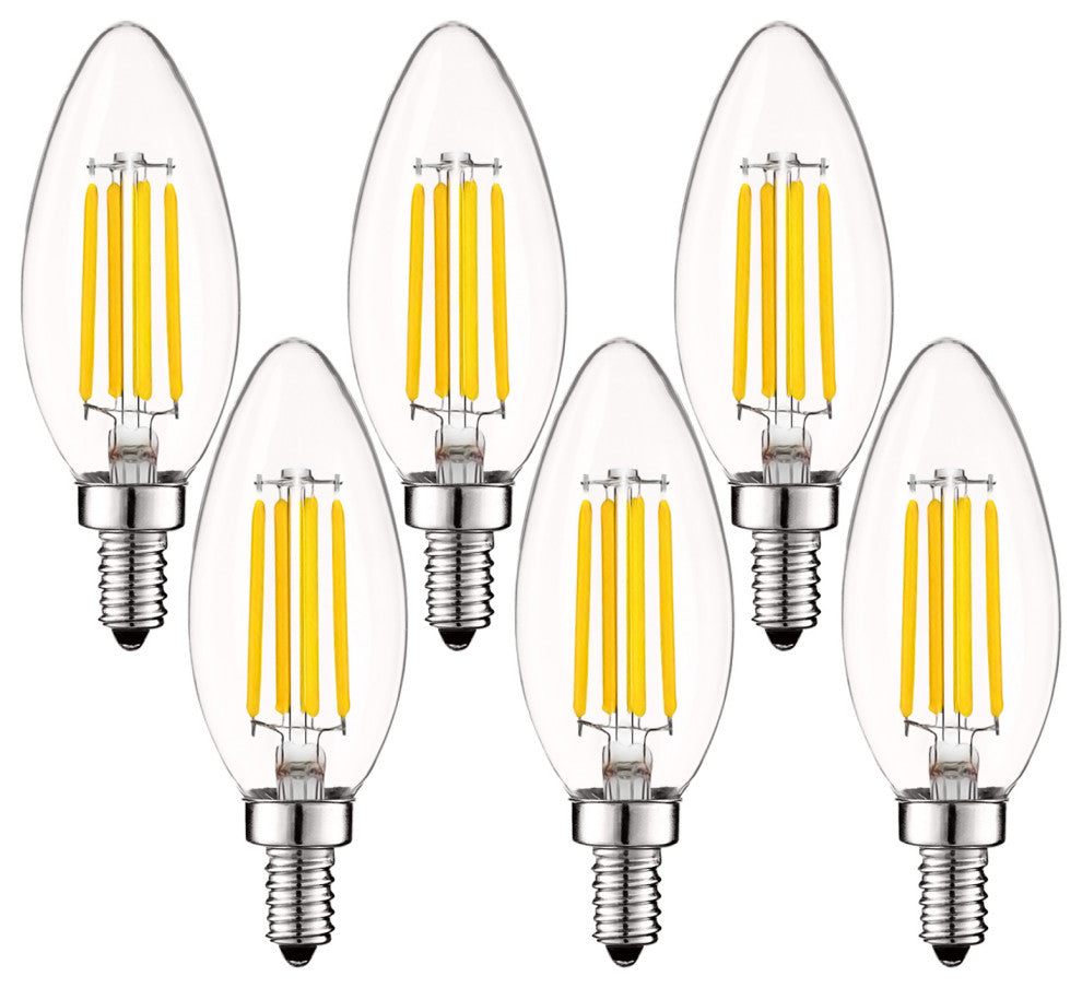 Luxrite Candle LED Bulb 550 Lumens 3500K 5W Dimmable E12 Base 6 Pack