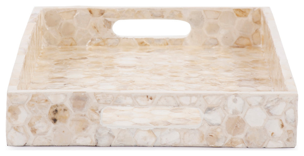 Howard Elliott Capiz Shell Rectangular Wood Tray