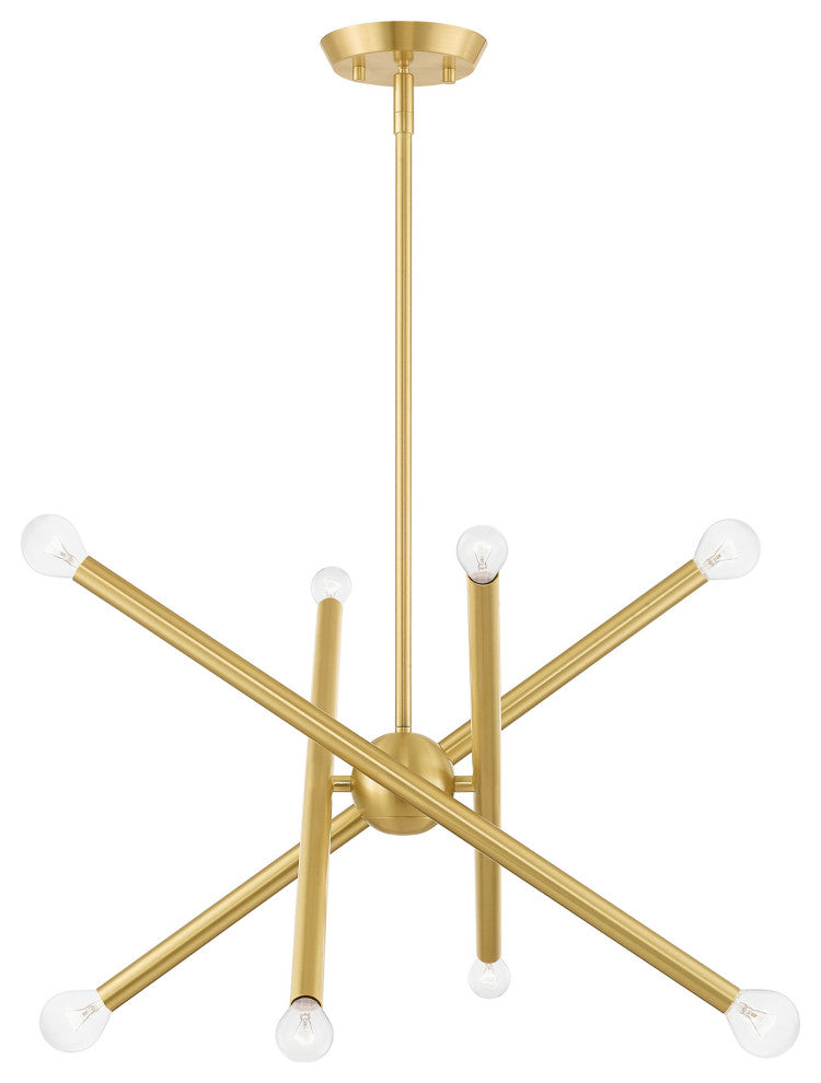 Soho Eight Light Chandelier, Satin Brass