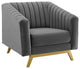 Valiant Vertical Channel Tufted Performance Velvet Armchair Gray