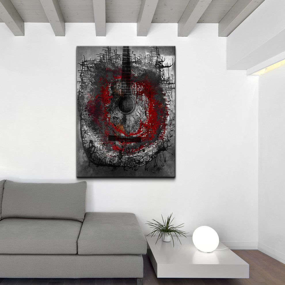 Abstract Acoustic Guitar Canvas Wall Art