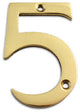 3" Brass Numeral, 5, Polished Brass
