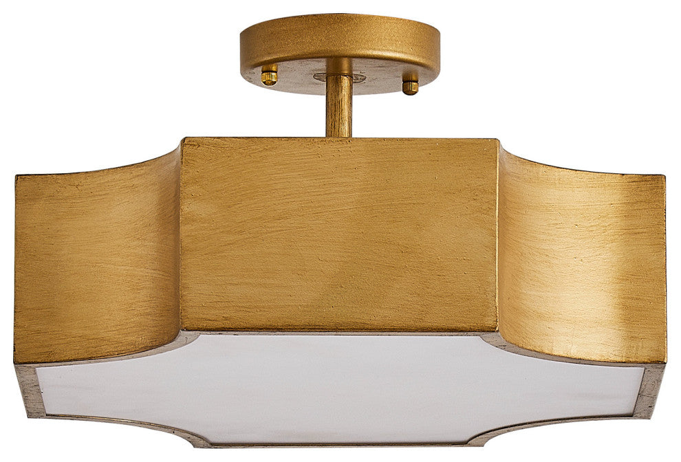 3-Light Modern Gold Semi-Flush Mount Lighting