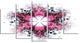 Violet Fractal Flower Pattern, Contemporary Wall Art Canvas, 60"x32", 5 Panels