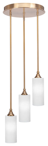 Empire 3-Light Cluster Pendalier, New Age Brass/White Matrix