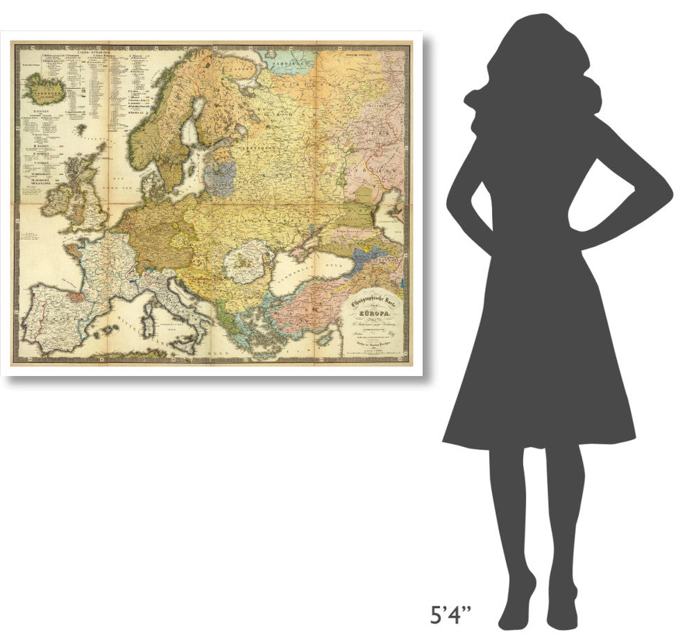 "Ethnographische Karte von Europa, 1847" Print by Heinrich Berghaus, 46"x38"