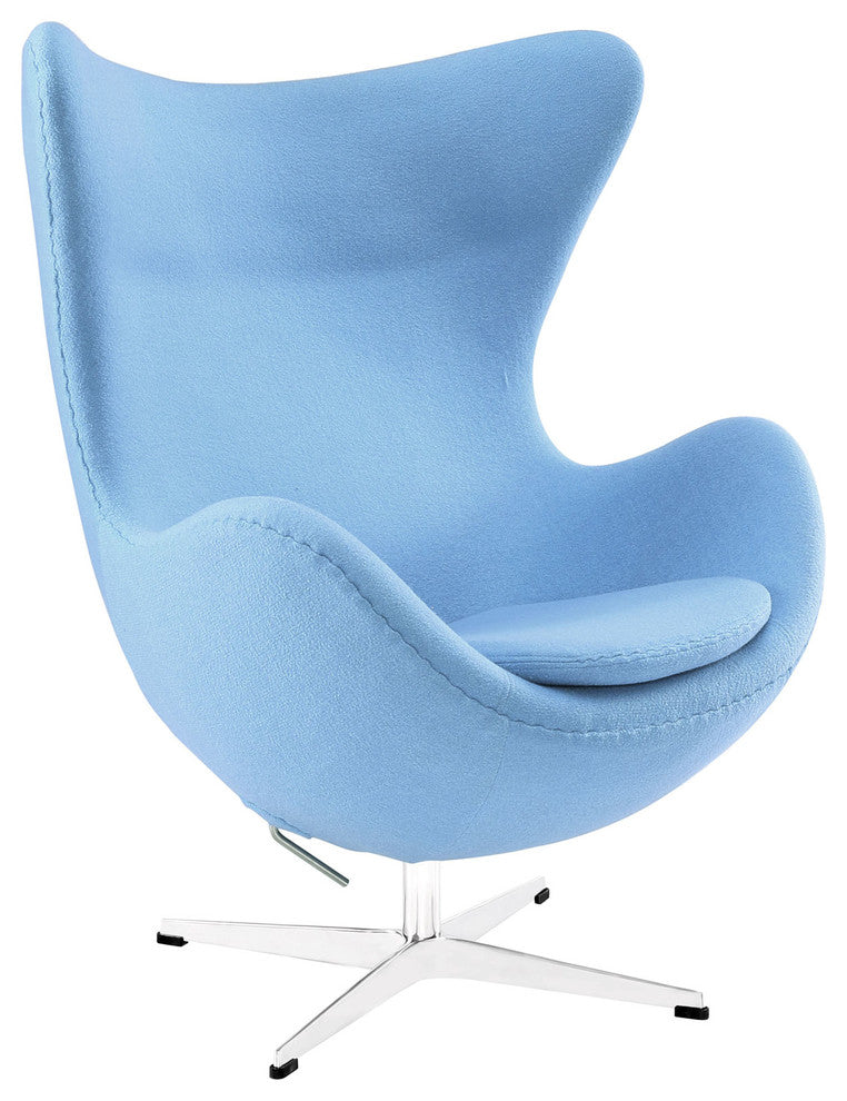Modern Contemporary Living Room Wool Lounge Chair Blue