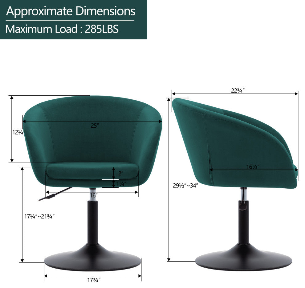 Minimalist Swivel Barrel Chair, Atrovirens-Velvet