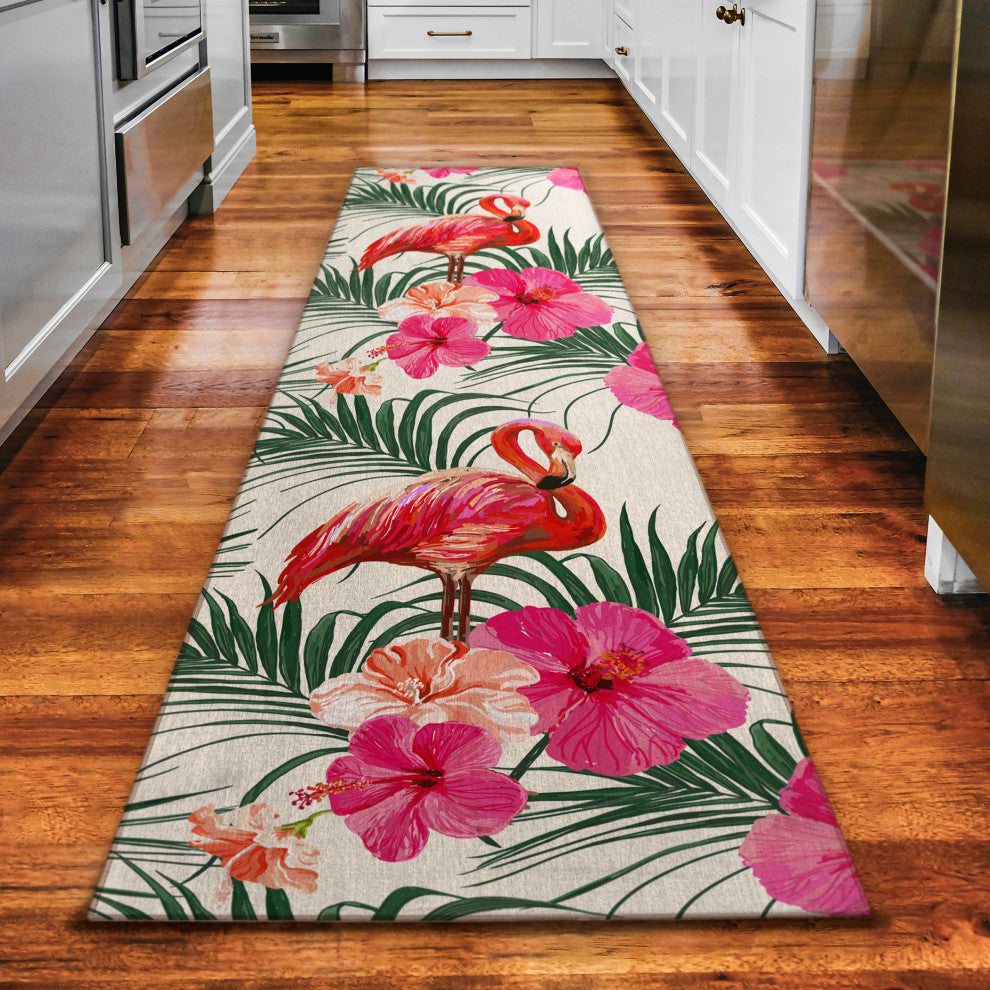 Indoor/Outdoor Tropics TC12 Ivory Machine Washable 2'3" x 7'6" Runner Rug
