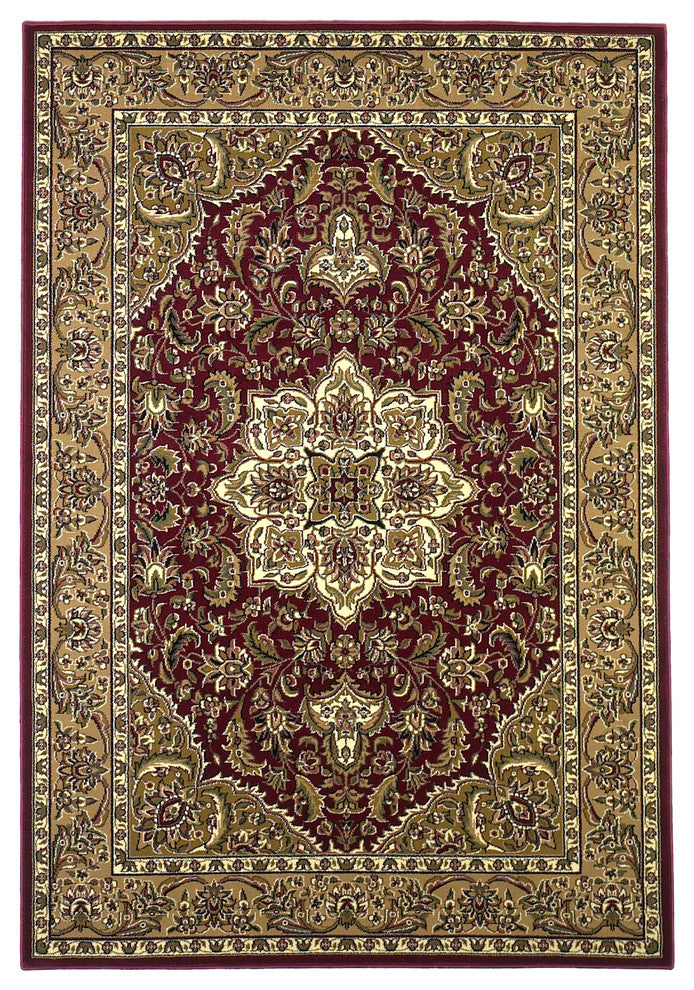 Cambridge 7326 Red, Beige Kashan Medallion, 5'3"x7'7"