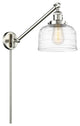 Bell Swing Arm With Switch, Brushed Satin Nickel, Clear Deco Swirl