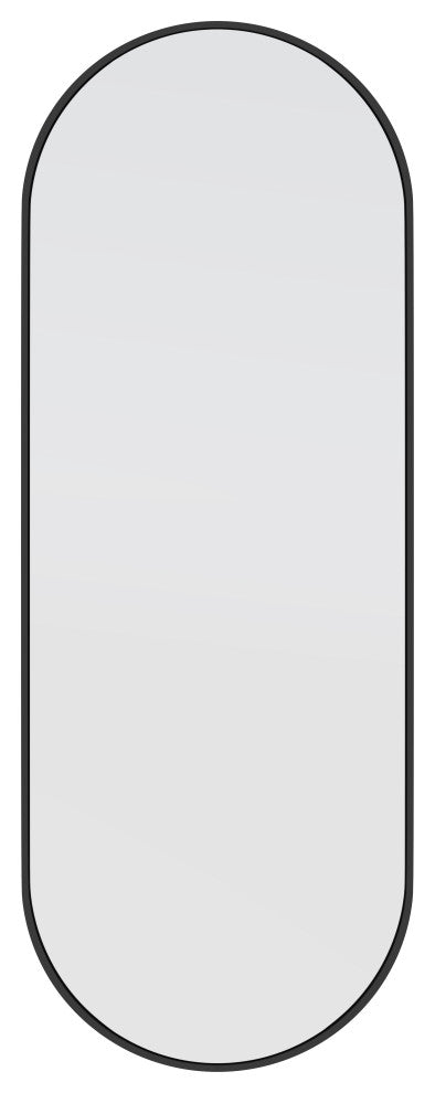 22" W X 60" H Pill Shape Stainless Steel Framed Mirror, Black