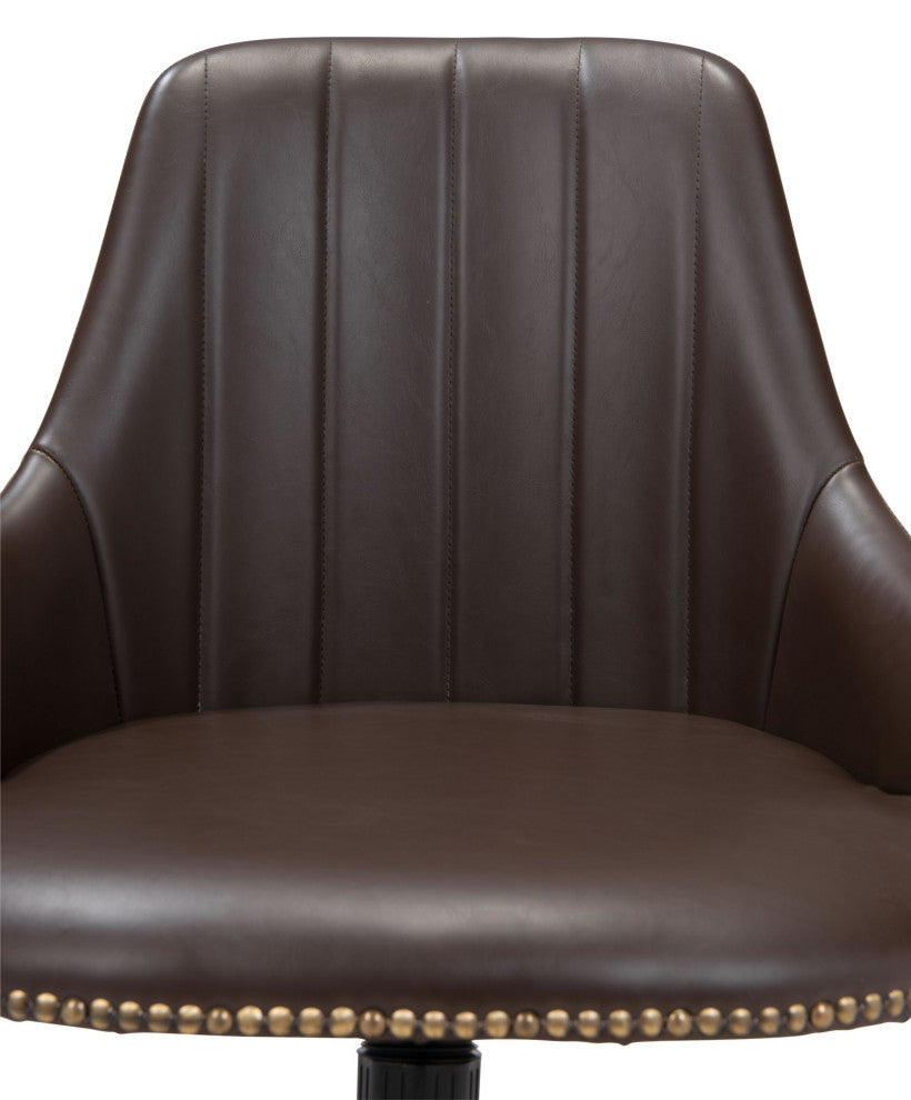 Computer Work Chair, Steel Metal, Fabric, Brown, Gold, Home Business Office