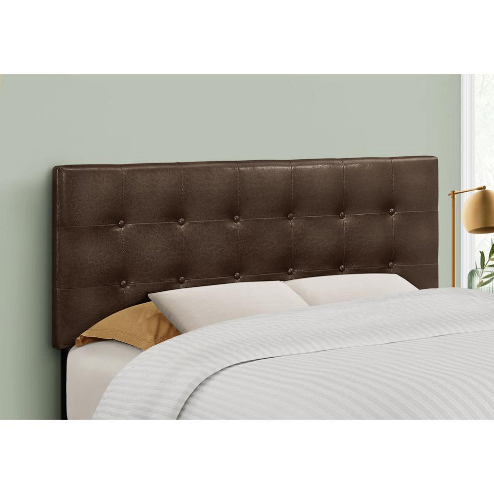Bed, Headboard Only, Full Size, Bedroom, Upholstered, Brown Leather Look