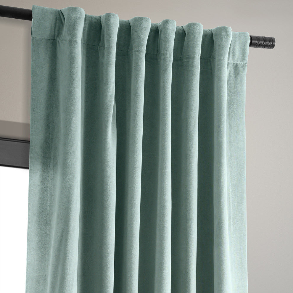 Signature Blackout Velvet Curtain Single Panel, Skylark Blue, 50"x108"