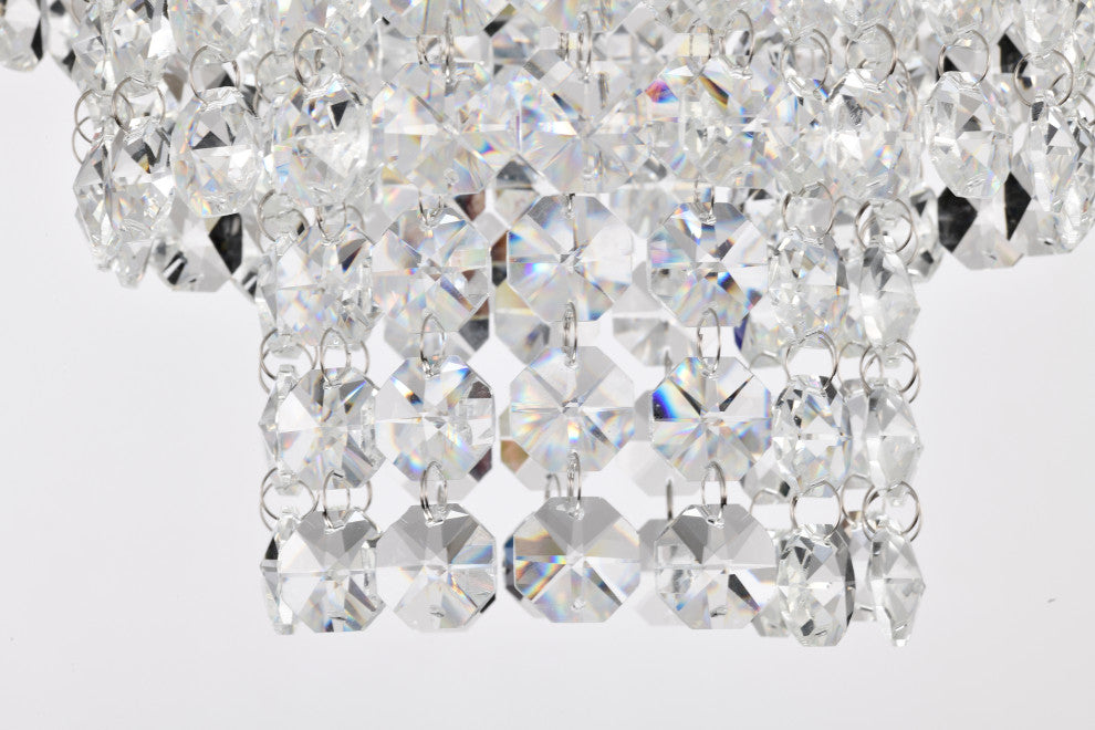 1-Light Chrome Modern Glam Mini Chandelier With Tier Cascading Crystals