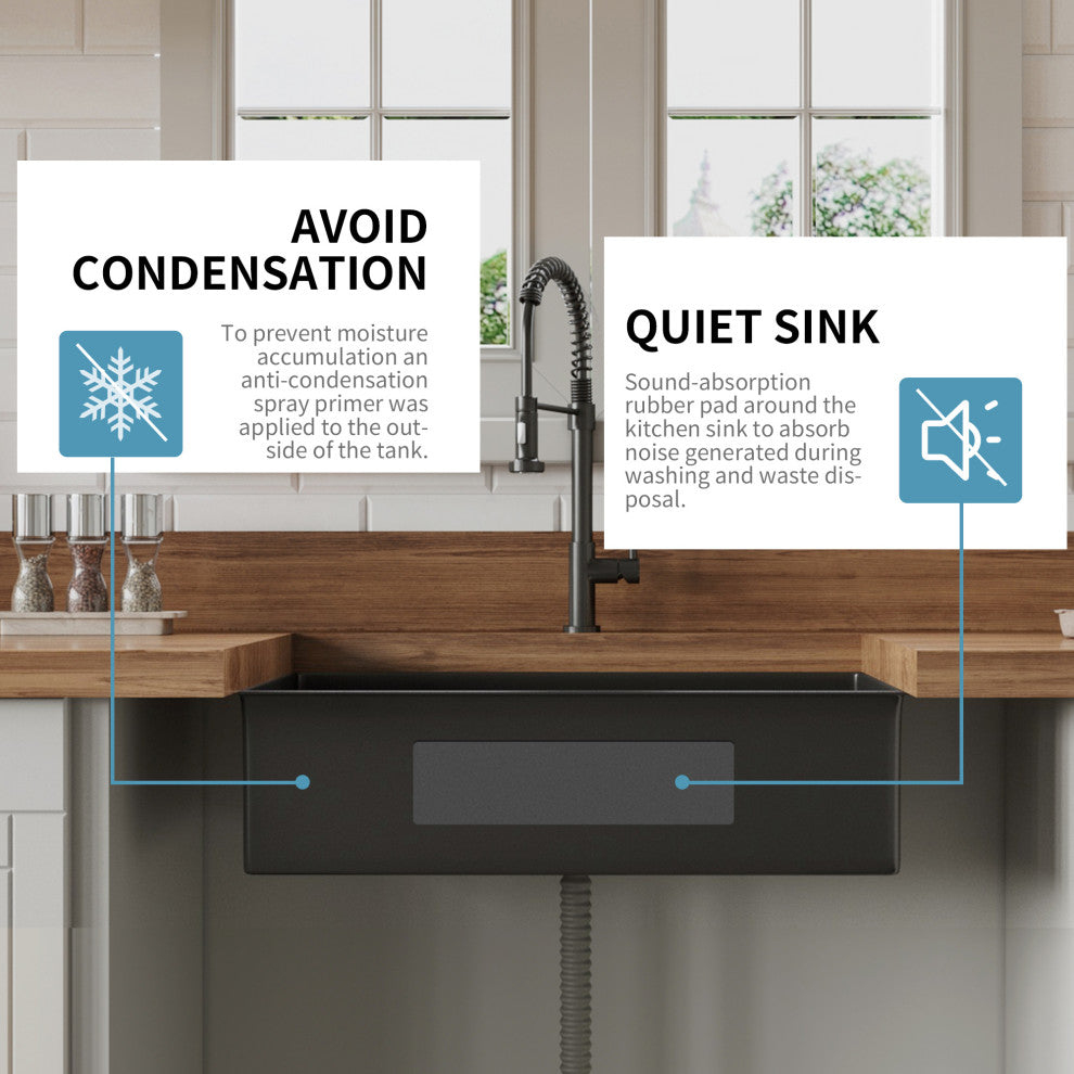 Undermount Single Bowl Stainless Steel Kitchen Sink, Gunmetal Black, 30 X 21