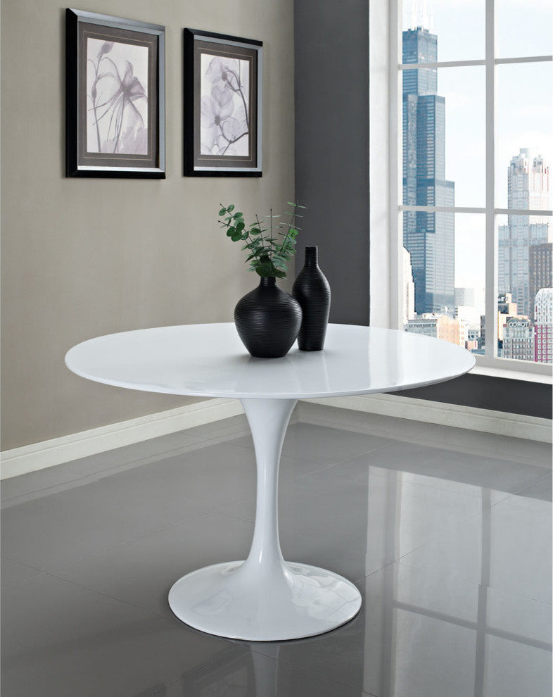 Modern Contemporary Kitchen 48" Fiberglass Dining Table White