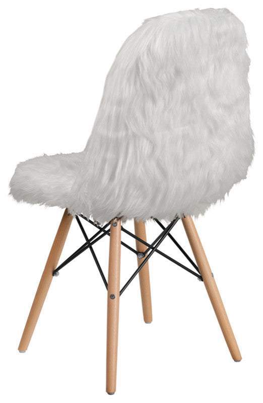 Shaggy Dog White Accent Chair
