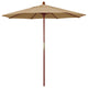 7.5' Square Push Lift Wood Umbrella, Woven Sesame Olefin