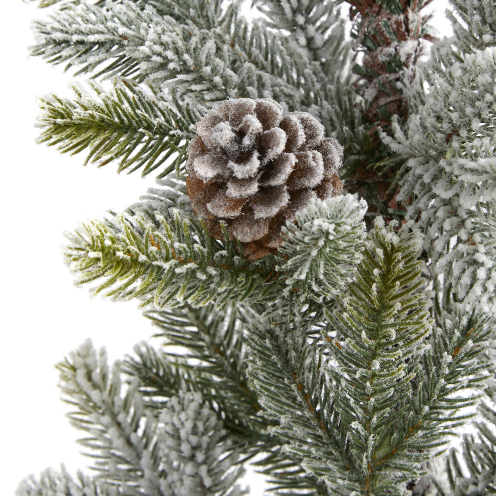 28" Flocked Artificial Christmas Tree With Pine Cones