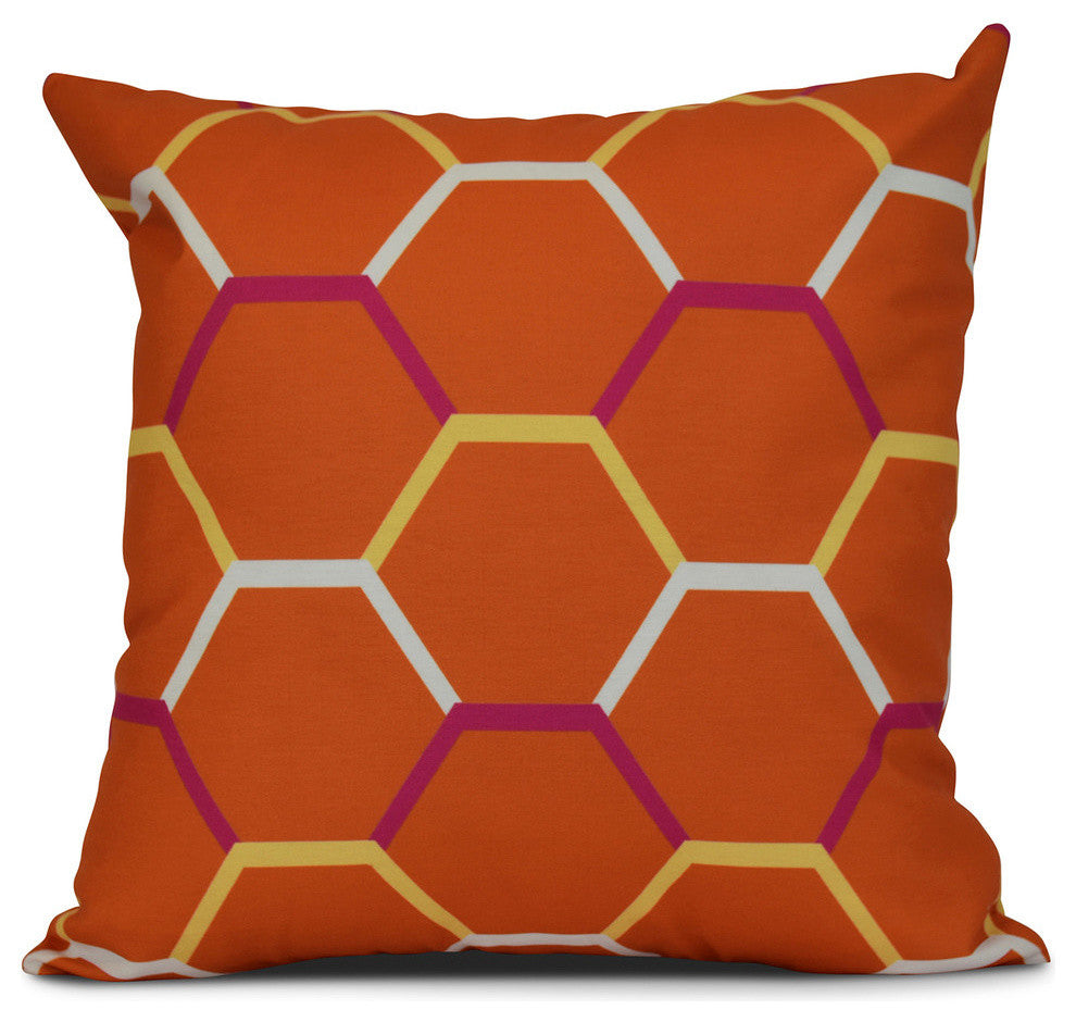 Cool Shades, Geometric Print Pillow, Orange, 16"x16"
