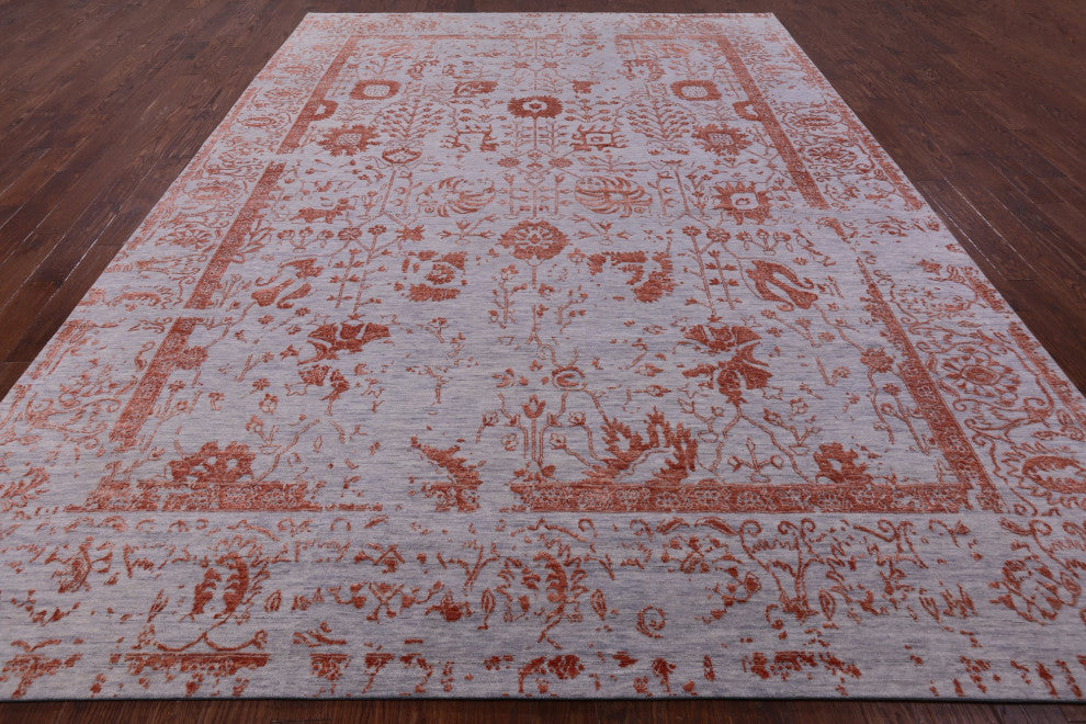 Persian Hand Knotted Wool and Silk Rug 9' 11" X 13' 10" Q9117
