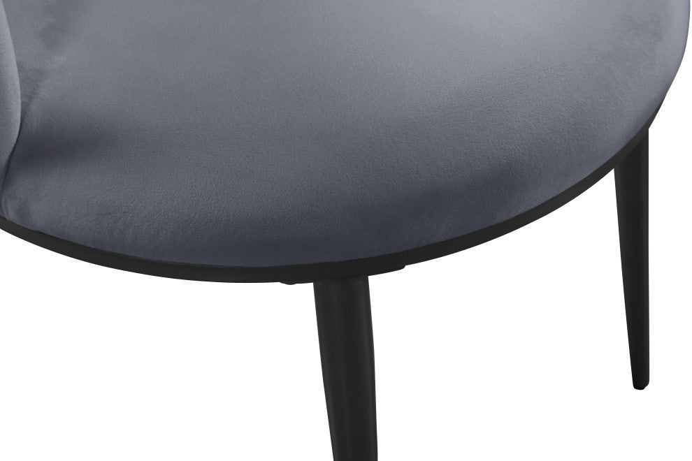 Skylar Dining Chair, Set of 2, Gray Velvet, Matte Black Iron Legs