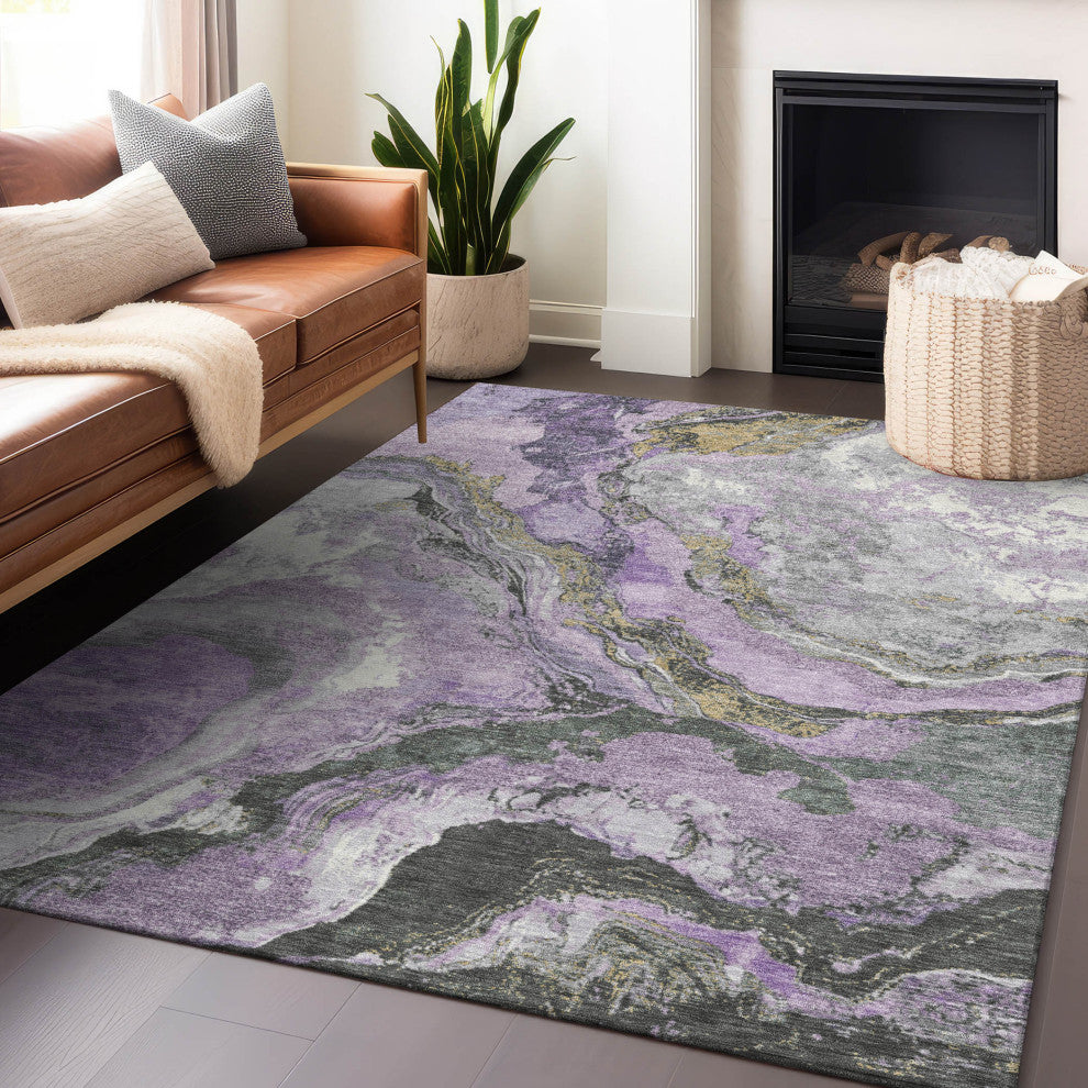 Machine Washable Indoor/Outdoor Chantille ACN1908 Violet 9' x 12' Rug