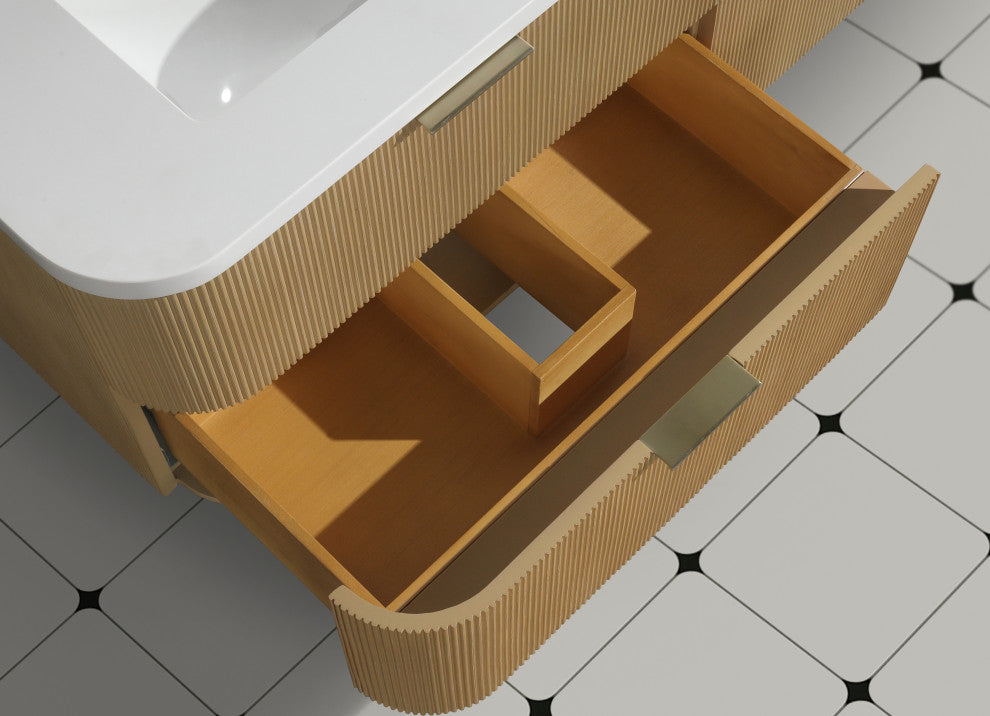 Ari Kitchen and Bath Chantal 60" Floating Bathroom Vanity Oak