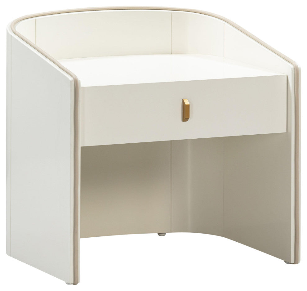 Collins Lacquer Nightstand, Cream