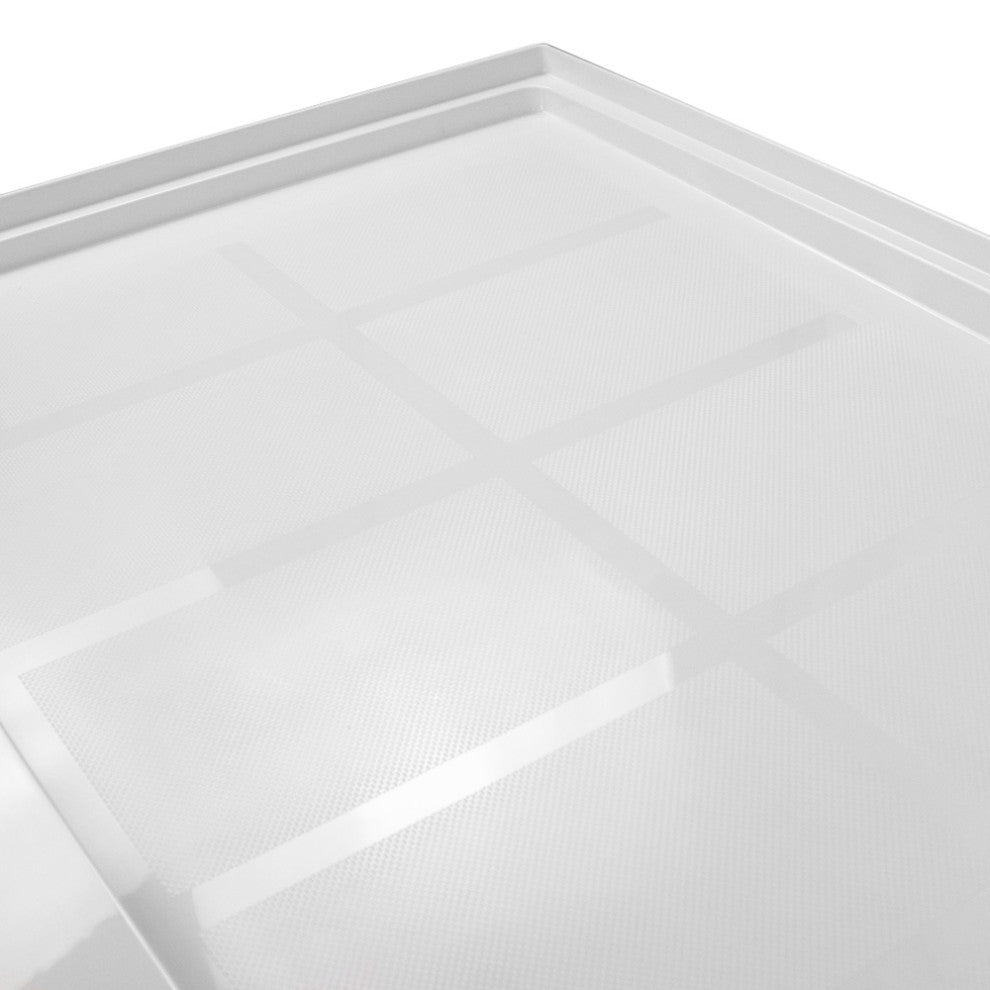 Transolid Linear 60"x30" Rectangular Alcove Shower Base with Left Hand Drain, White, Right Hand