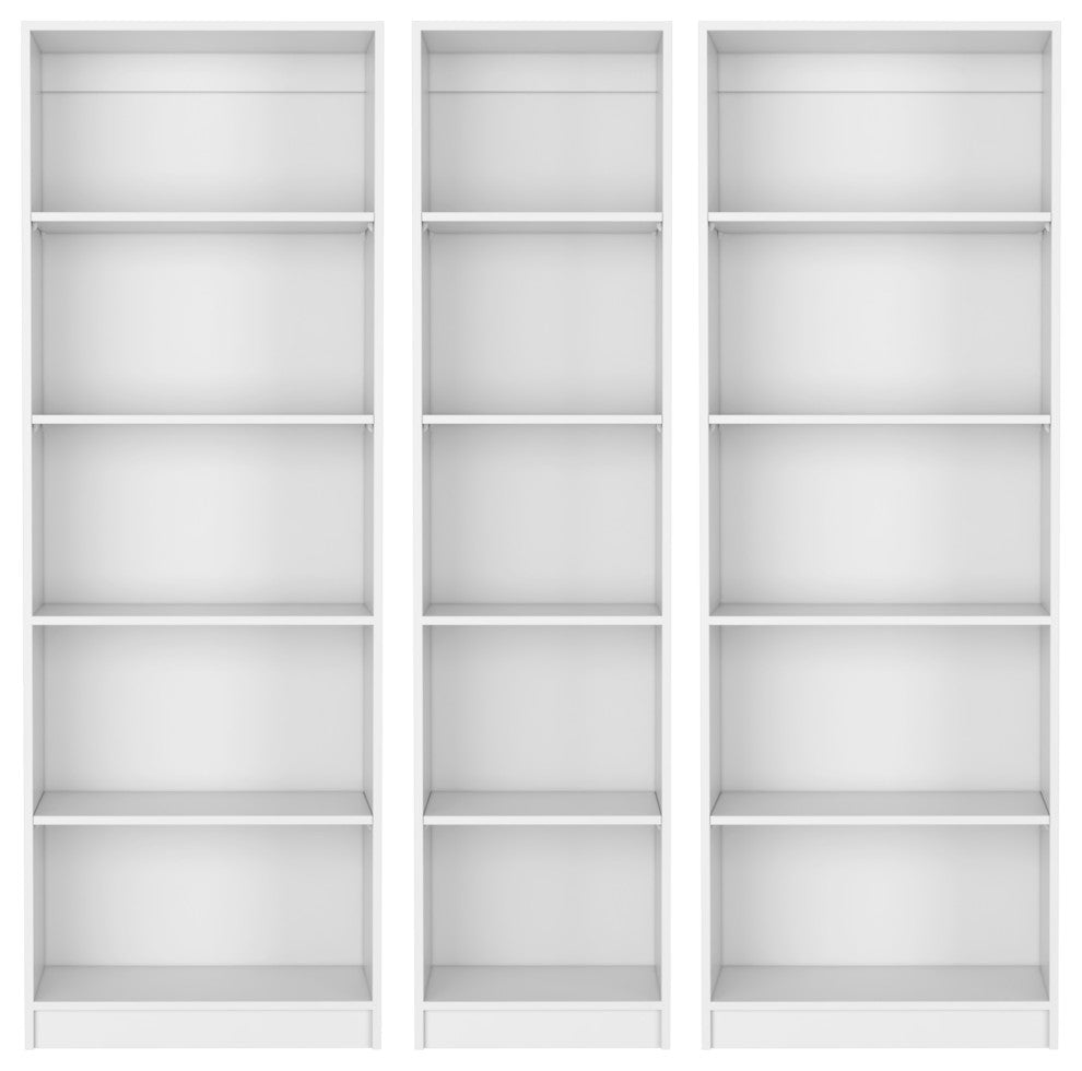 Olson 3 Piece Living Room Set with 3 Bookcases, White