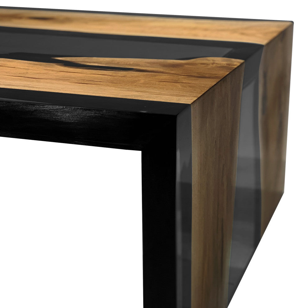 Smoked Black Waterfall Coffee Table, 47.2"
